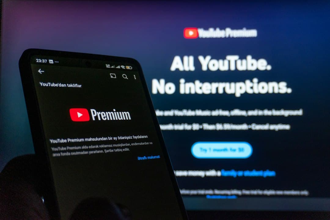Écran de télévision affichant un menu d'options premium